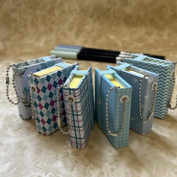 Kit 3 Chaveiros de Bolsa Bloco Adesivo Post It Tons de Azul