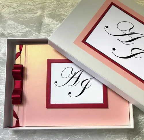 Livro Assinaturas Personalizado Casamento Marsala com Caixa