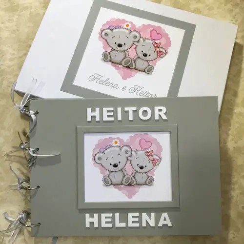 Diário do Bebê - Livro do Bebê para Gêmeos Personalizado