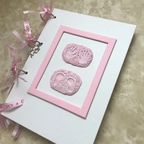 Diário do Bebê - Livro do Bebe Branco e Rosa Personalizado
