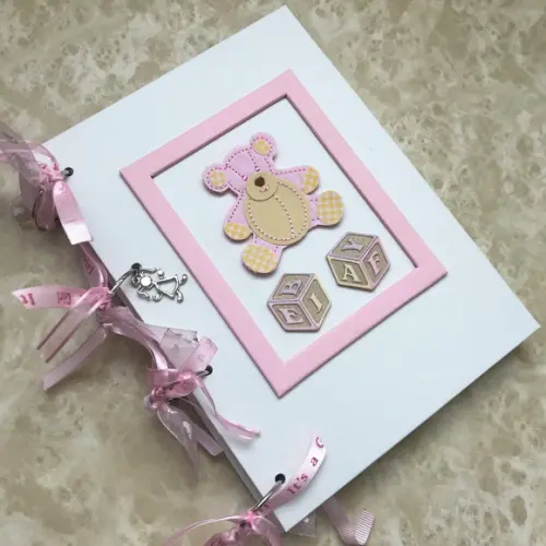 Livro do Bebê Branco Branco e Rosa com Ursinho