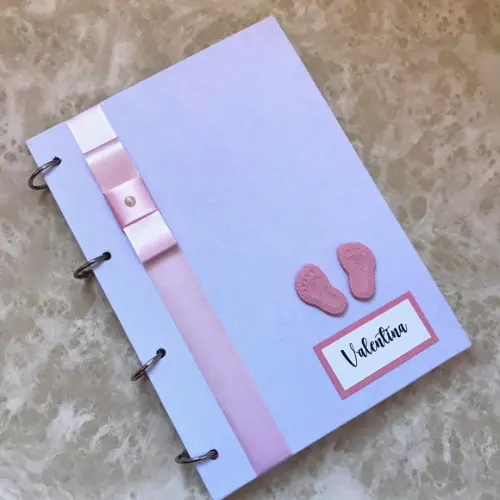 Diário do Bebê - Livro do Bebê branco e rosa