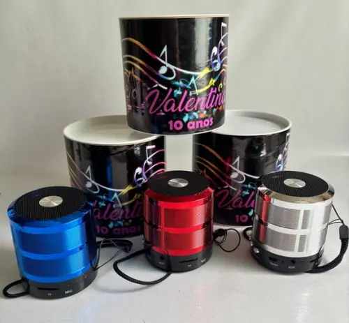 Mini Caixa de Som na Lata - Balada Neon