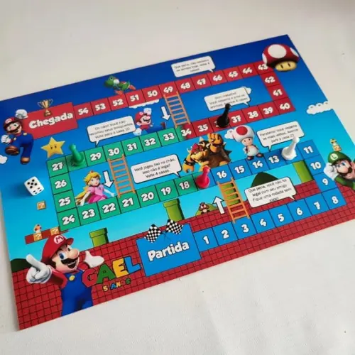 Jogo de Tabuleiro em Madeira - Mario Bros