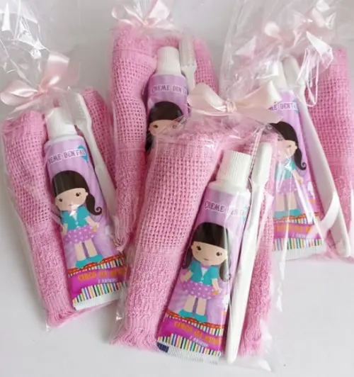 Kit Dental com Toalha - Circo Rosa