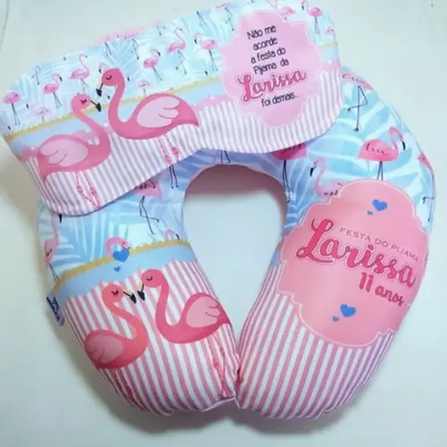 Almofada Pescoço com Tapa Olho - Flamingos