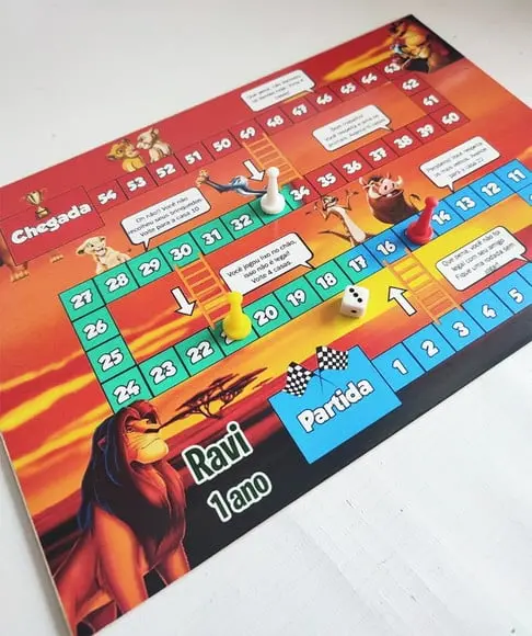 Jogo de Tabuleiro em Madeira - Rei Leão