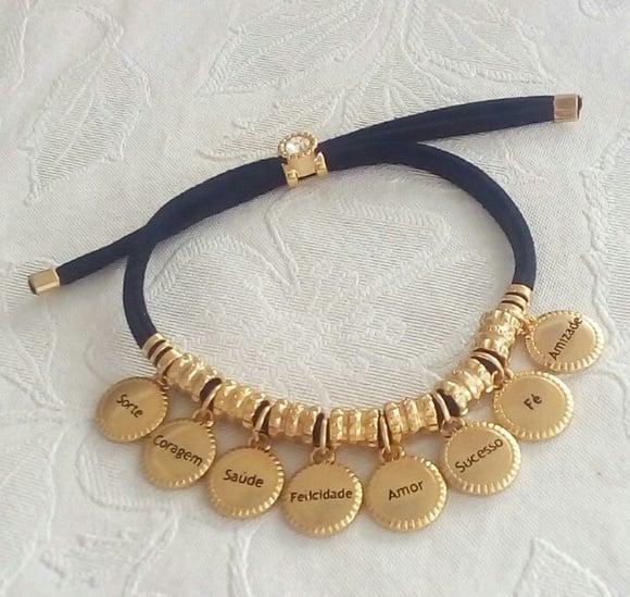 Pulseira em Couro Camurça - Desejos