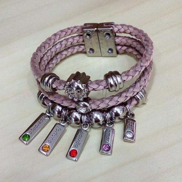 Pulseira em Couro Nude 3 Voltas