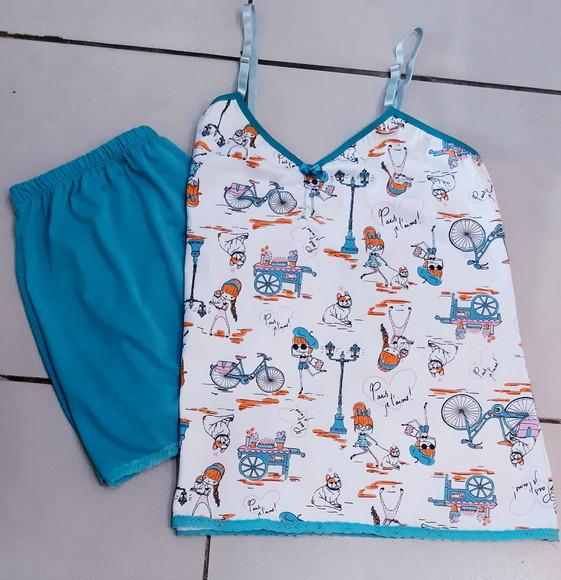 Pijama Curto Tam.M - Malha Algodão Fem.