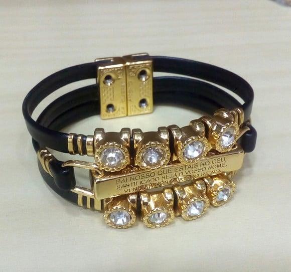 Pulseira em Couro Pai Nosso