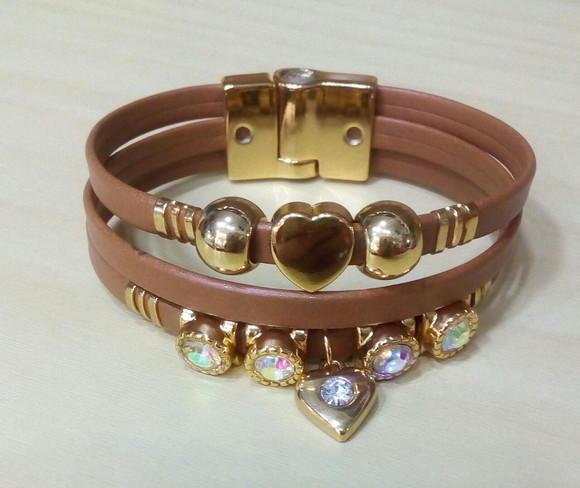 Pulseira em Couro Liso 3 Voltas