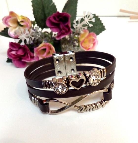 Pulseira Em Couro - Amor Infinito