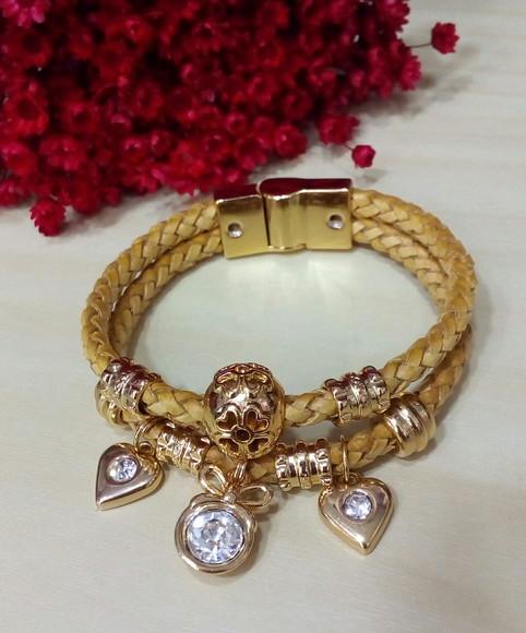 Pulseira em Couro Caramelo 2 Voltas
