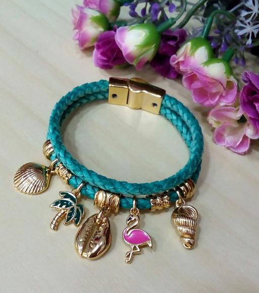 Pulseira em Couro Verde 2 Voltas