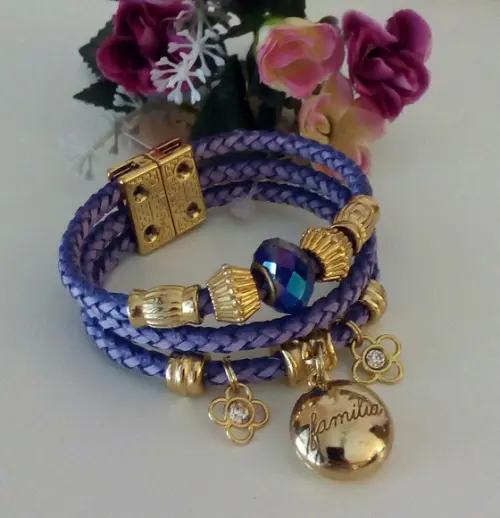 Pulseira em Couro Azul Royal 3 Voltas