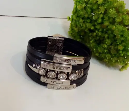 Pulseira em Couro - Desejos - 5 Voltas