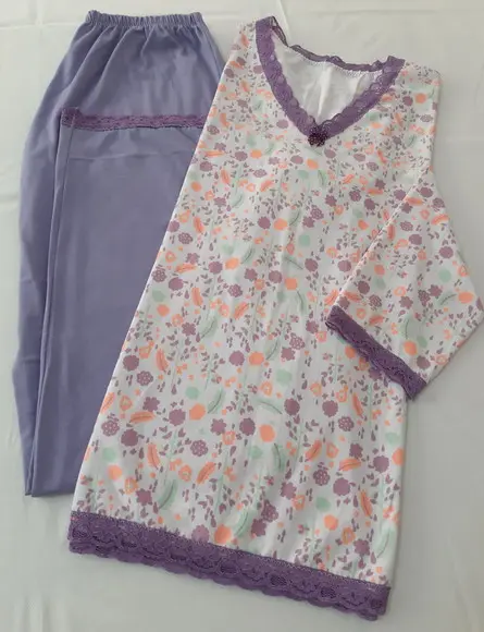 Pijama Inverno em Malha de Algodão Feminino Tam.p