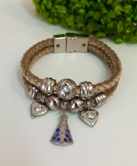 Pulseira em Couro Nude 2 Voltas
