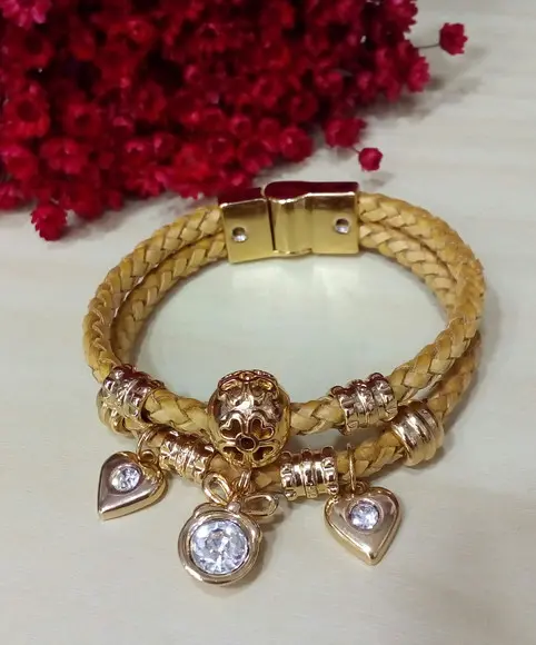 Pulseira em Couro Caramelo 2 Voltas