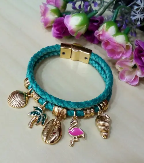 Pulseira em Couro Verde 2 Voltas