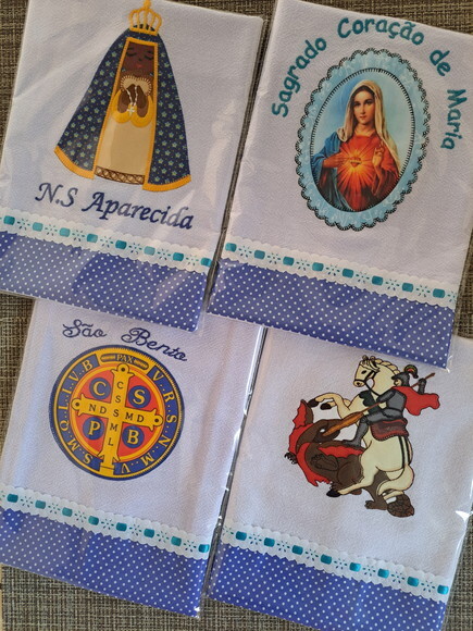 Kit 6 Panos de Prato Patchwork Religiosos Sortidos.