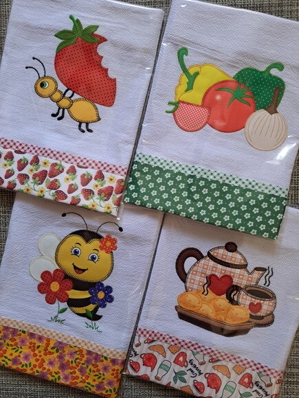 Kit 14 Panos de Prato Patchwork Sortidos Viés de Algodão.
