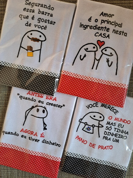 Kit 10 Panos de Prato Bento Flork Sortidos com Viés Algodão