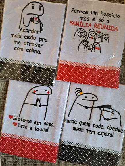 Kit 5 Panos de Prato Bento Flork Sortidos com Viés Algodão