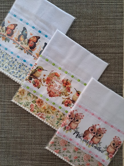 Kit 10 Panos de Prato Sublimados Sortidos Dia das Mães.