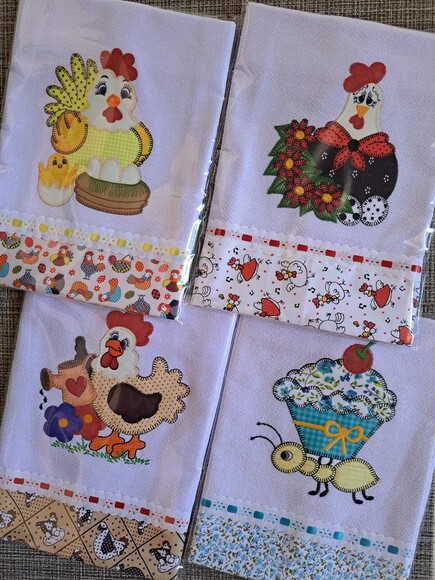Kit 8 Panos de Prato Patchwork Sortidos com Passa Fita.