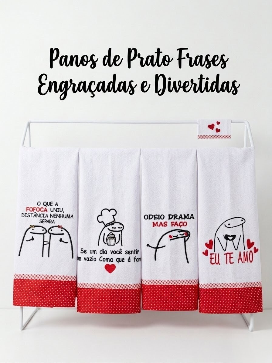 Kit 5 Panos de Prato Copa  Memes Frases Divertidas Sortidos com V