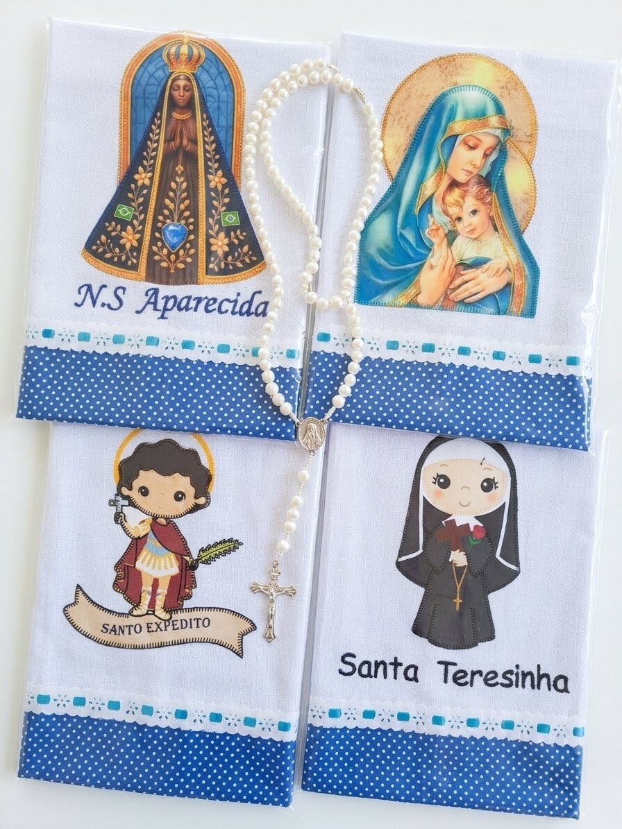 Kit 10 Panos de Prato Patchwork Religiosos Sortidos.