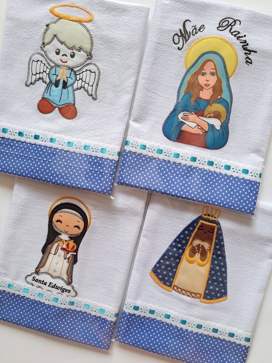 Kit 10 Panos de Prato Patchwork Religiosos Sortidos.
