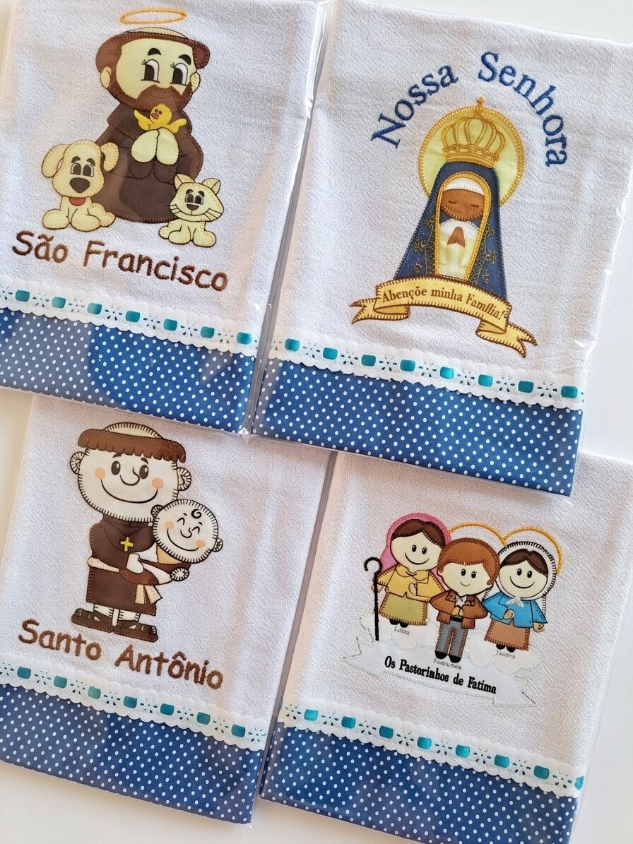 Kit 8 Panos de Prato Patchwork Religiosos Sortidos.