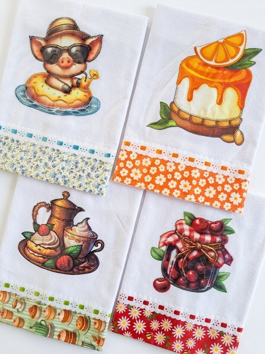 Kit 10 Panos de Prato Patchwork Sortidos com Passa Fita.