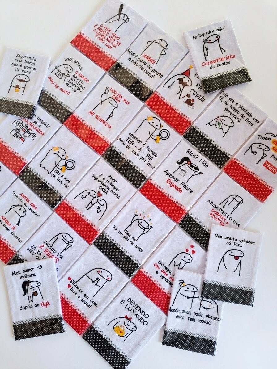 Kit 6 Panos de Prato Memes Frases Divertidas Sortidos com Viés A