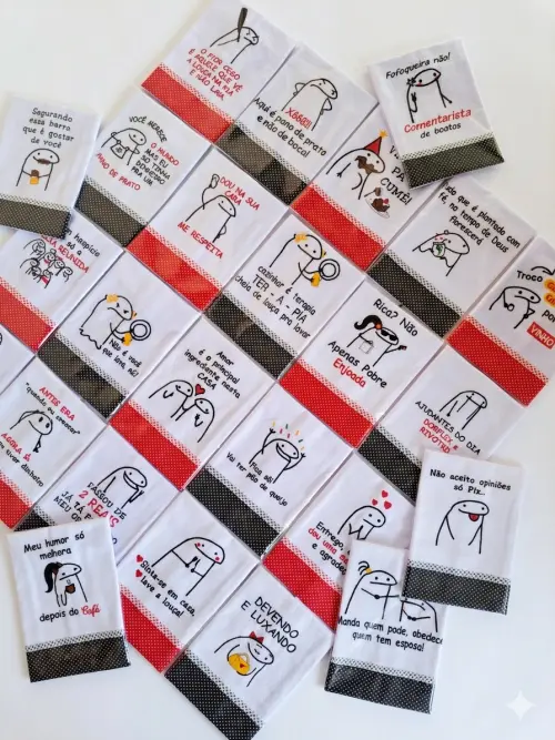 Kit 6 Panos de Prato Bordados Bento Flork Memes Pé de Galinha