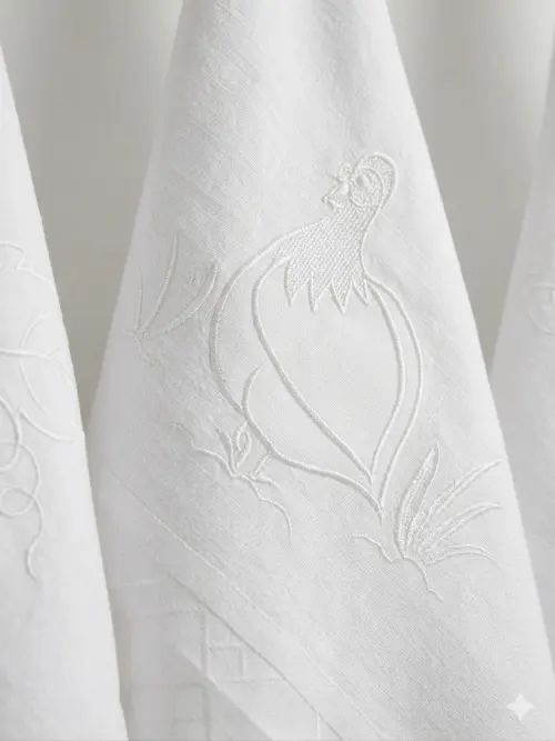 Kit 10 Panos de Prato Todo Branco Bordados 100% Algodão