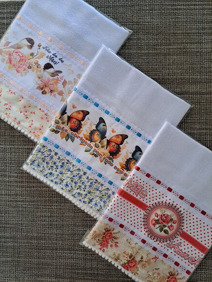 Kit 5 Panos de Prato Sublimados Sortidos Dia das Mães.