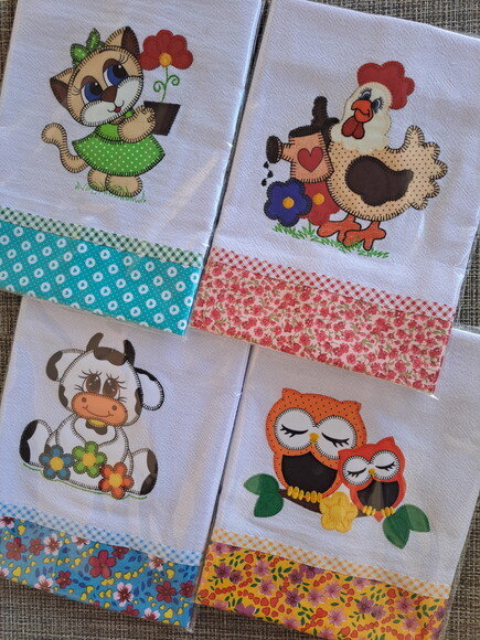 Kit 10 Panos de Prato Patchwork Sortidos com Viés de Algodão