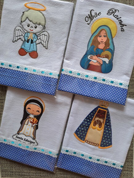 Kit 5 Panos de Prato Patchwork Religiosos Sortidos