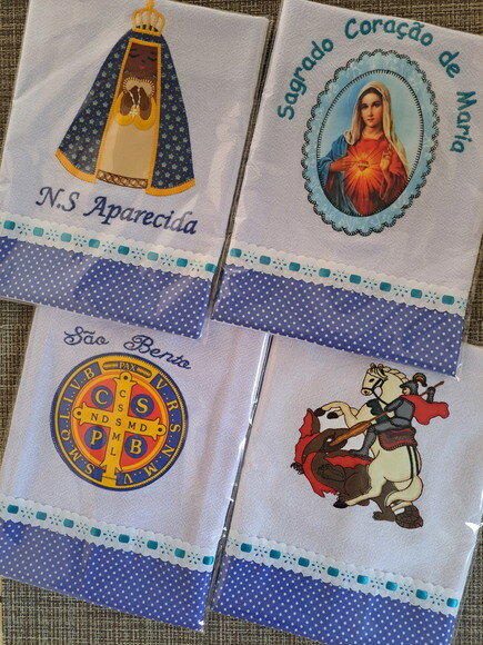 Kit 5 Panos de Prato Patchwork Religiosos Sortidos