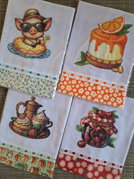 Kit 10 Panos de Prato Patchwork Sortidos com Passa Fita.