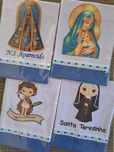 Kit 10 Panos de Prato Patchwork Religiosos Sortidos.