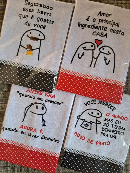 Kit 10 Panos de Prato Bento Flork Sortidos com Viés Algodão