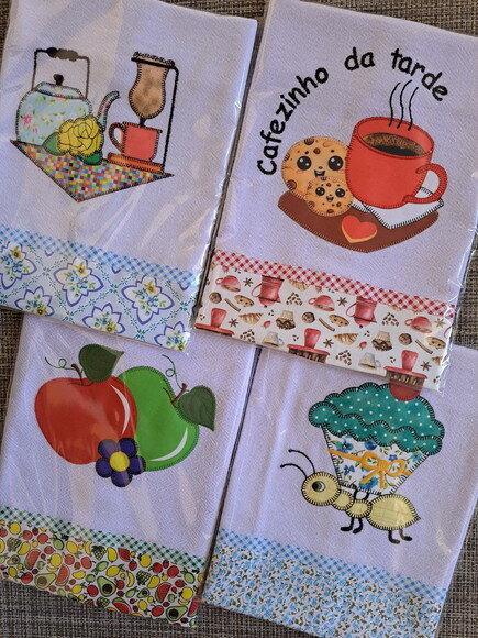 Kit 10 Panos de Prato Patchwork Sortidos com Viés de Algodão