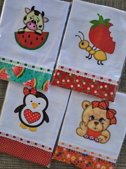 Kit 10 Panos de Prato Patchwork com Passa Fita.