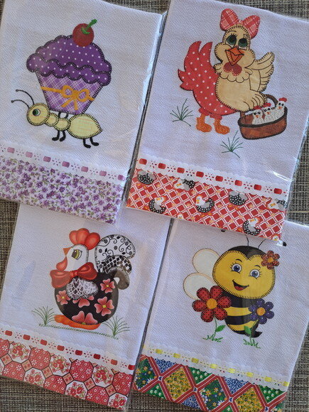 Kit 8 Panos de Prato Patchwork Sortidos com Passa Fita