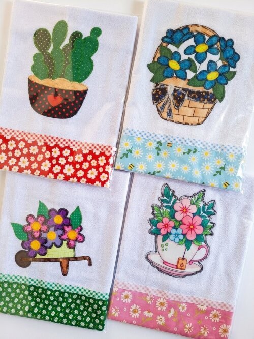 Kit 30 Panos de Prato Atacado Patchwork Sortidos com Viés.